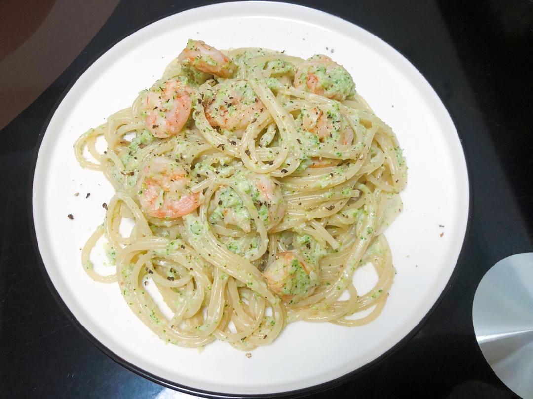 超好吃的健康低脂西兰花虾仁意面