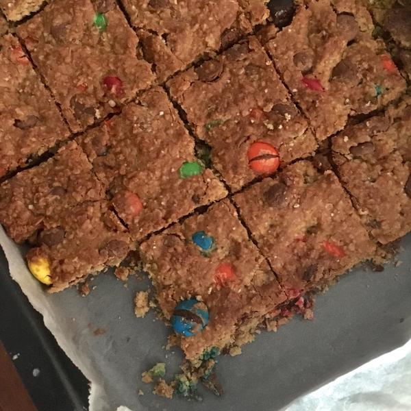 No Flour Monster Cookie Bars