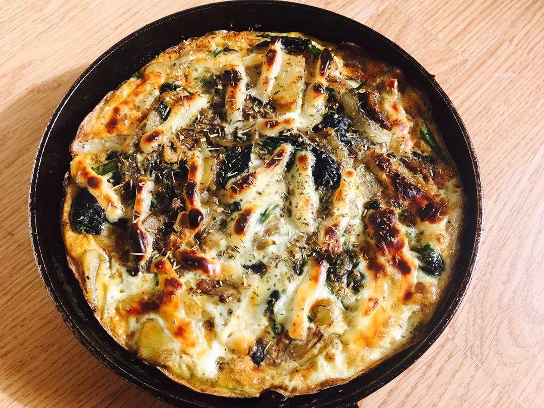 蘑菇菠菜奶酪早餐蛋饼丨健康·烘焙