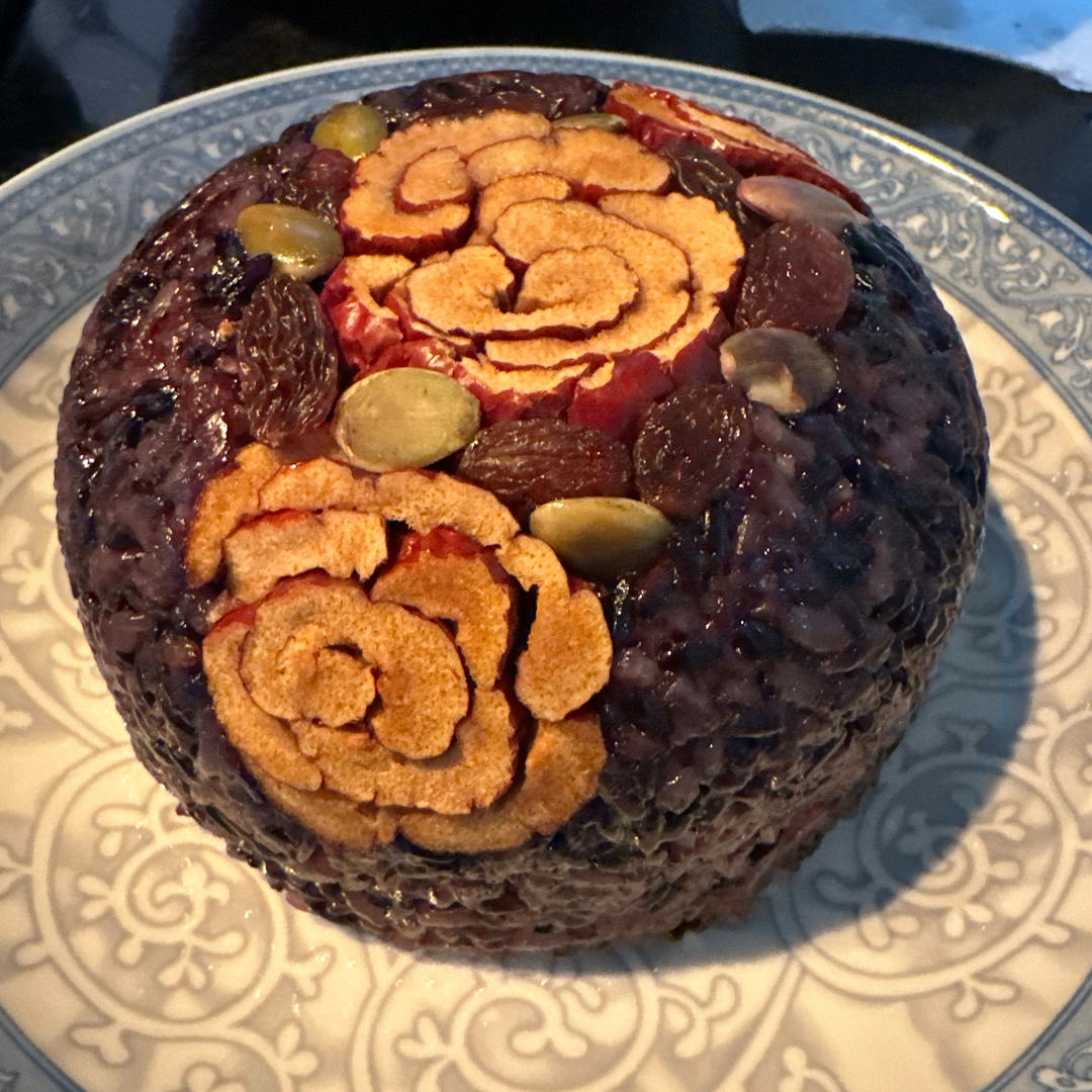 过年必备八宝饭-玫瑰花豆沙馅儿的