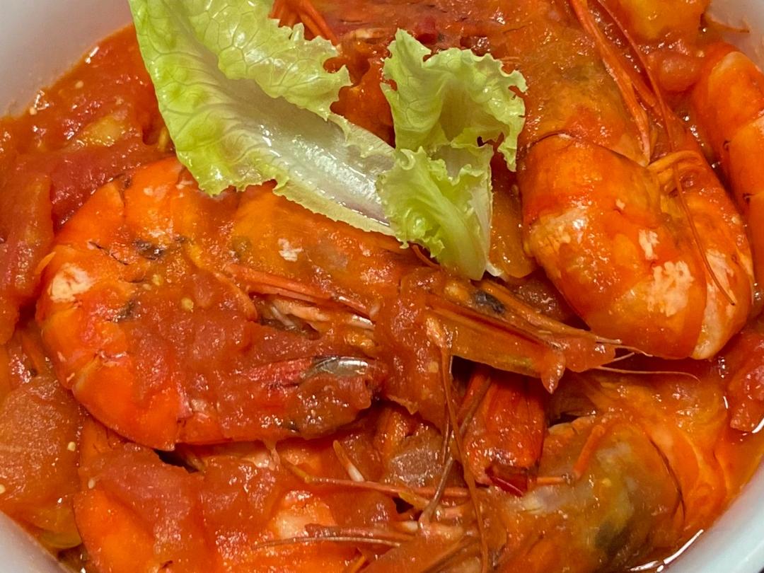 无水番茄虾的做法