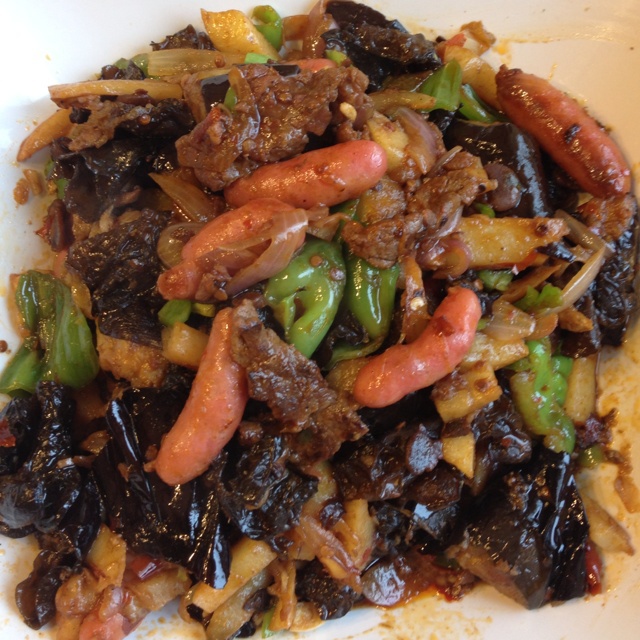 干锅牛肉炒油豆腐