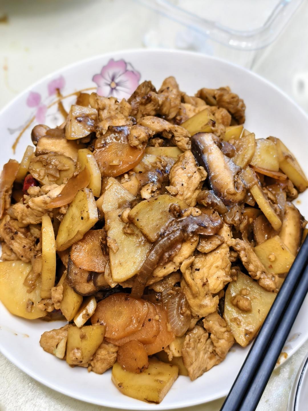 快手鸡胸炒蘑菇