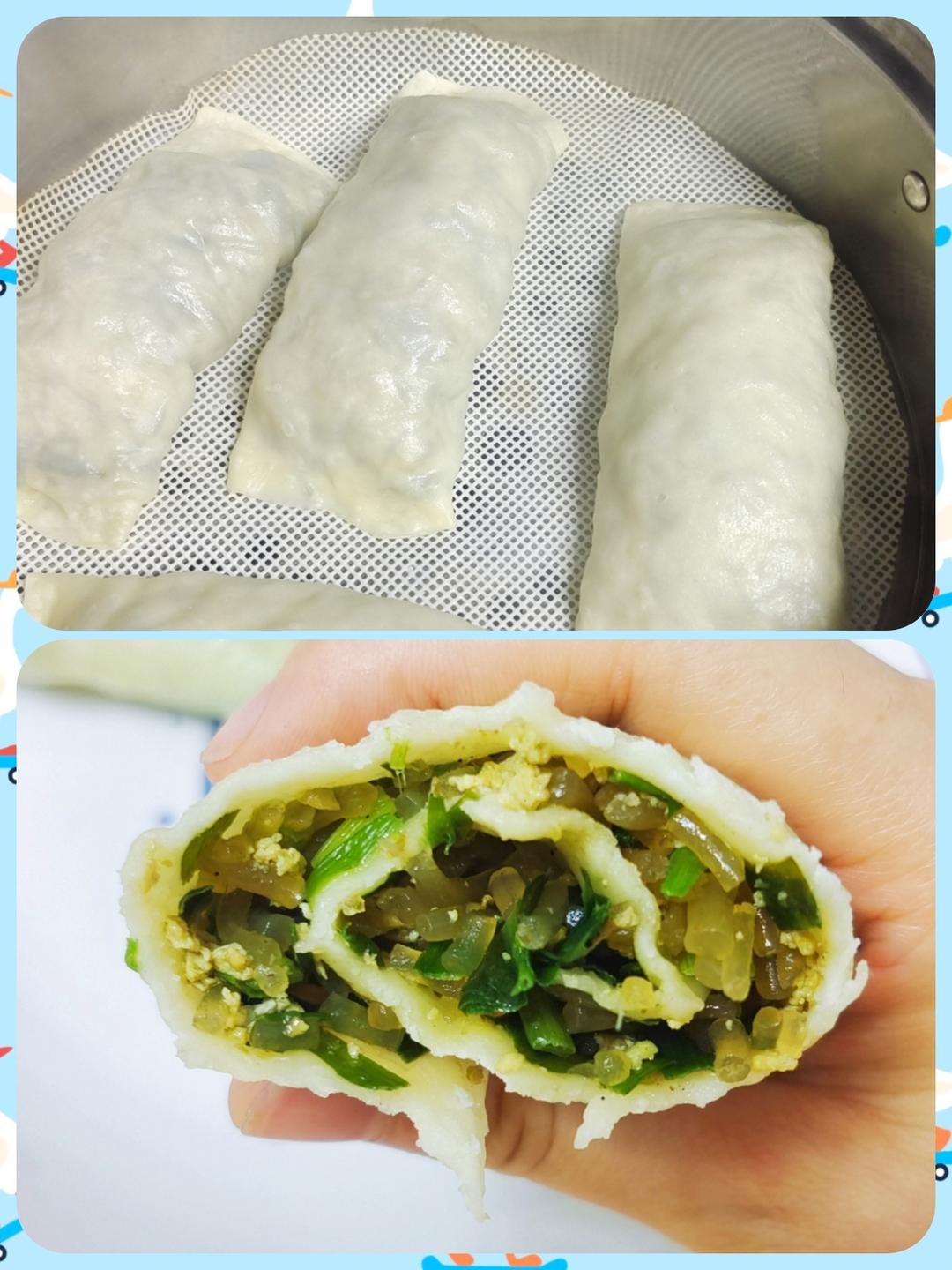 韭菜粉条鸡蛋菜卷子