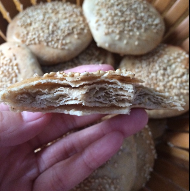 nini家做的烤箱版麻酱烧饼