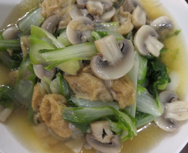 杭白菜白蘑菇油面筋