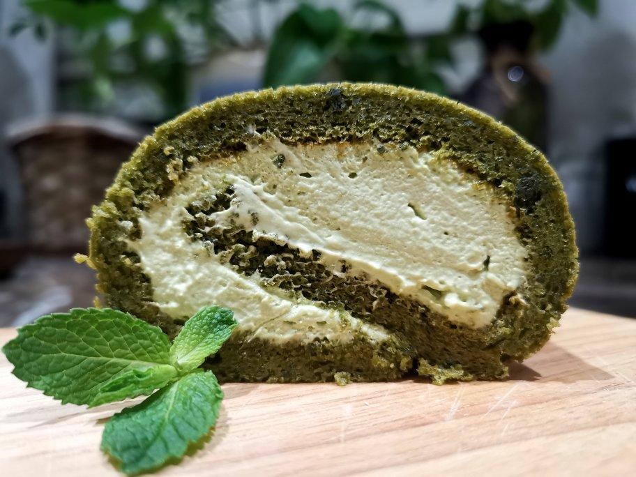 抹茶奶油蛋糕卷，一抹，倾心