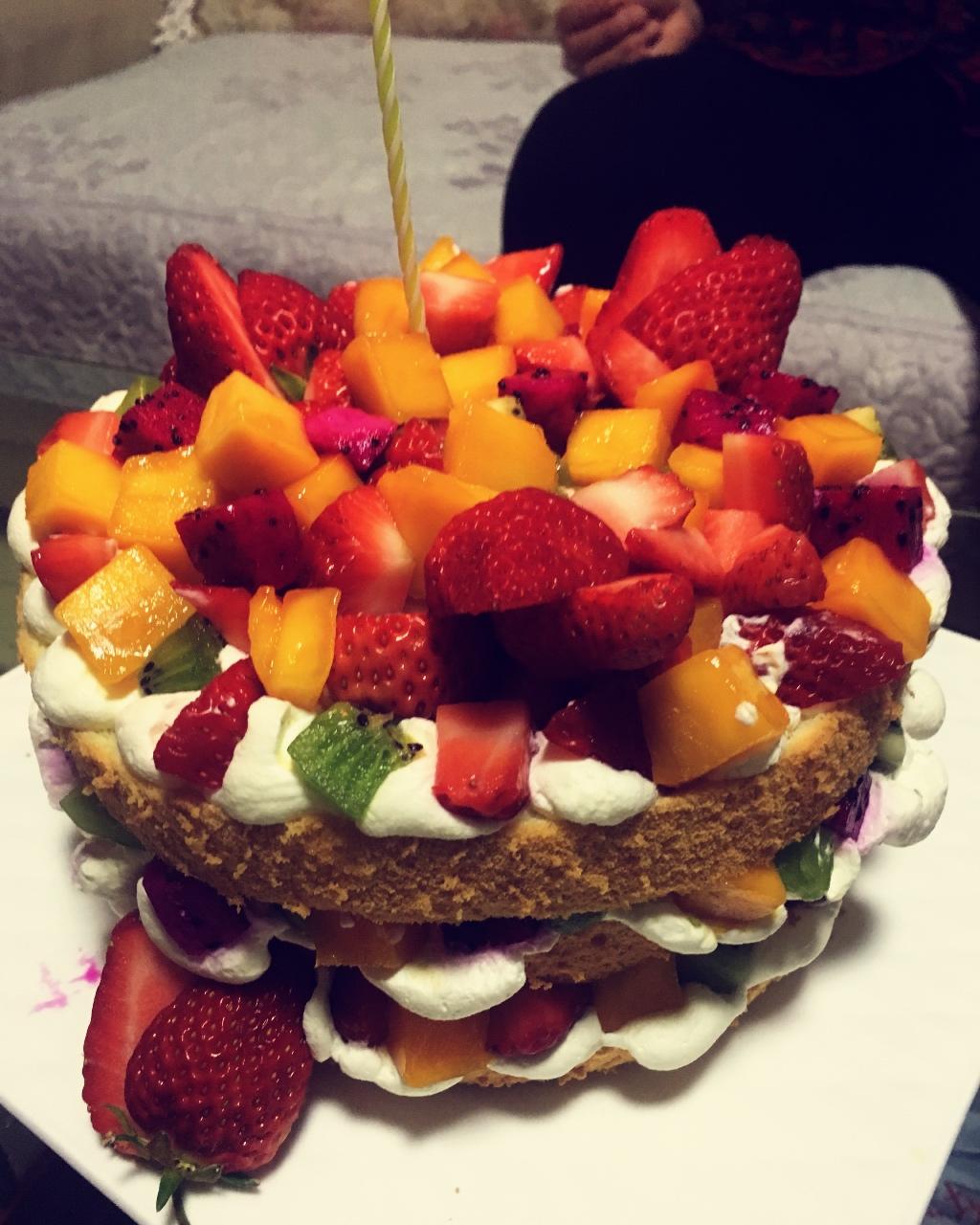 【零失败】不会裱花没关系的水果裸蛋糕 芒果裸蛋糕 完美戚风胚