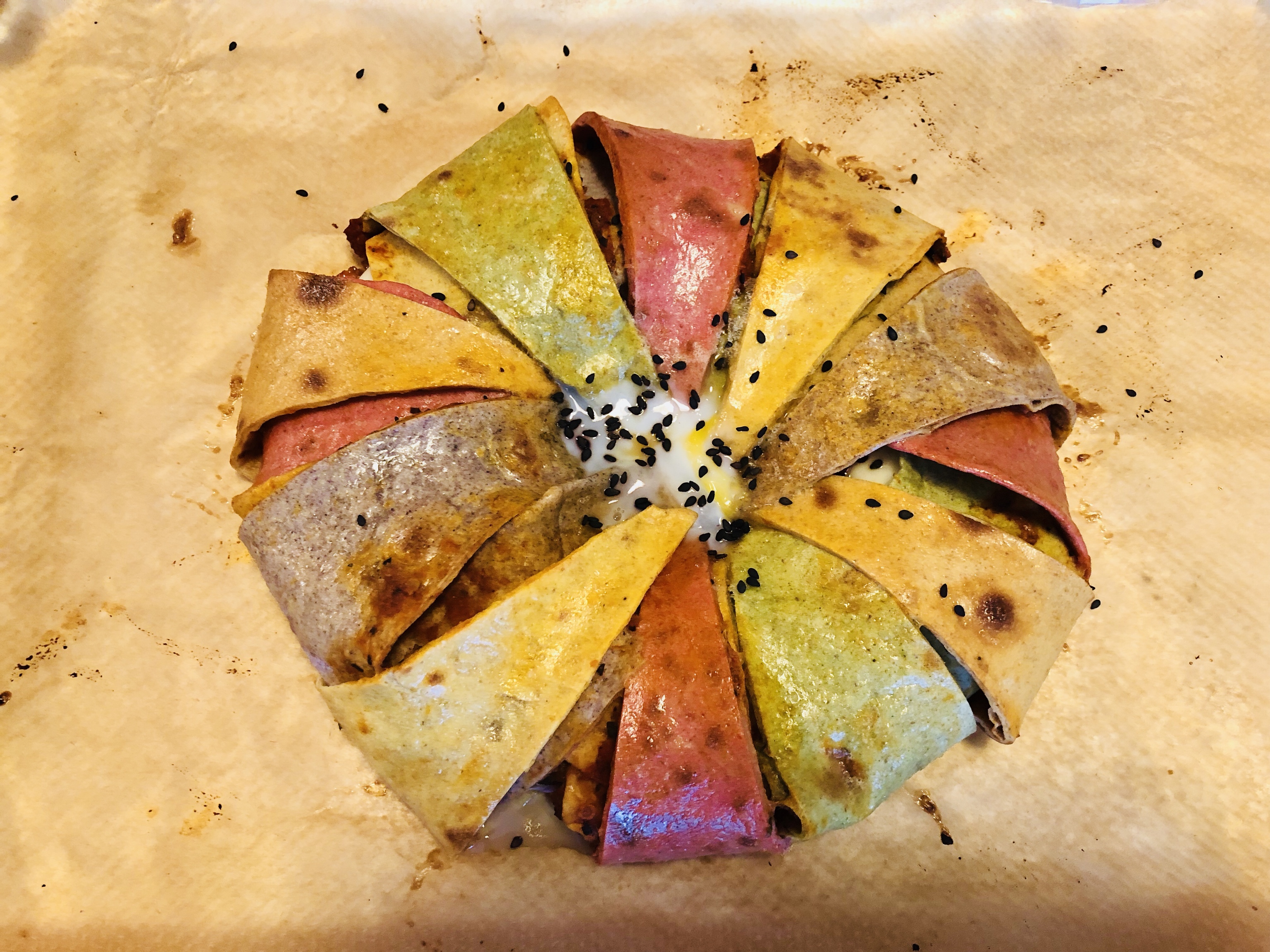 🏵花环卷卷披萨—墨西哥卷饼皮版『玩转Tortilla』的做法 步骤12