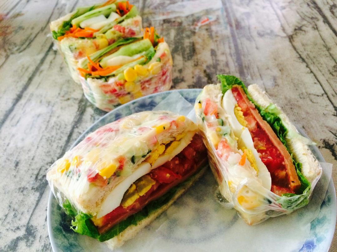如何做超厚的沼三明治~详细tip！牛油果鸡蛋午餐肉三明治~