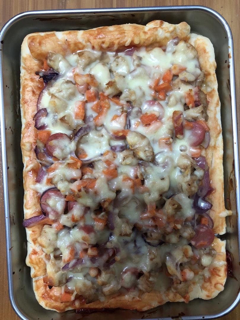 自制鸡肉披萨🍕比外面好吃百倍❗️超级拉丝❗️