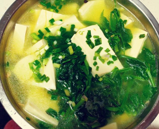 豌豆尖豆腐汤的做法