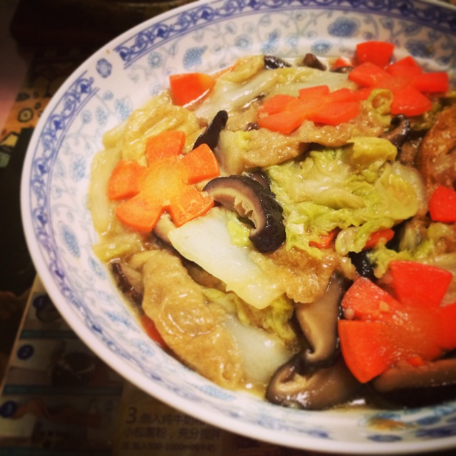 白菜香菇烧面筋