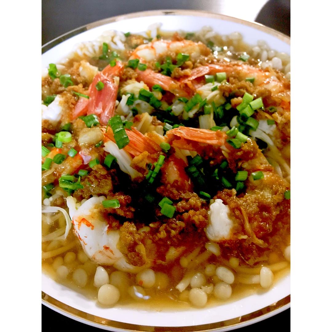 家常快手菜~金针菇粉丝蒸虾