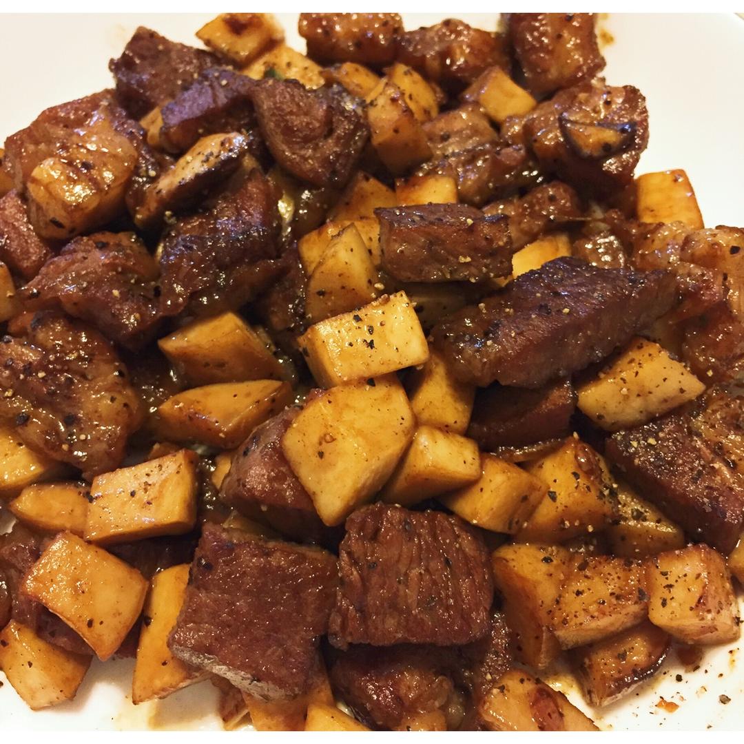 黑胡椒杏鲍菇牛肉粒