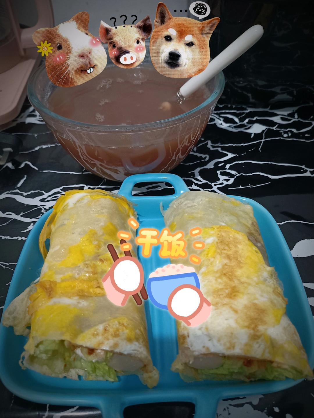 家庭版煎饼果子---快手健康早餐，利用家里现有材料