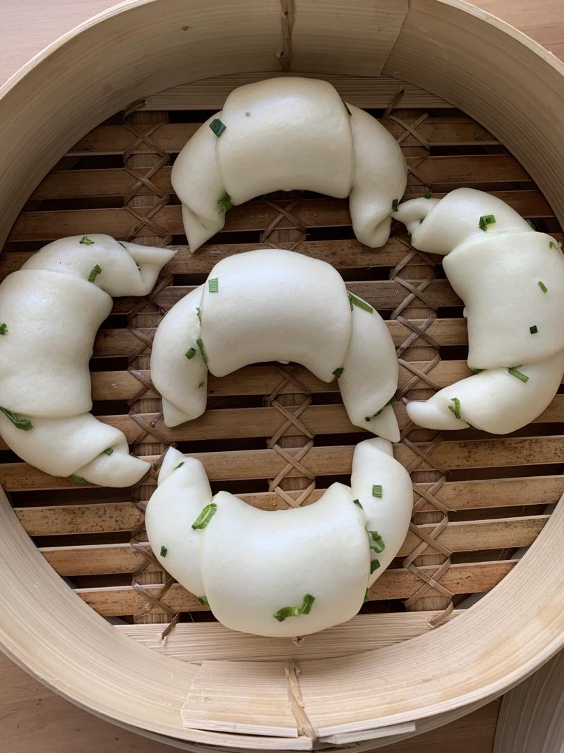 可颂造型葱油花卷｜一次发酵超美味