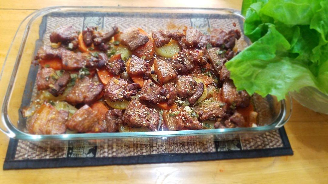 烤箱版土豆烤五花肉