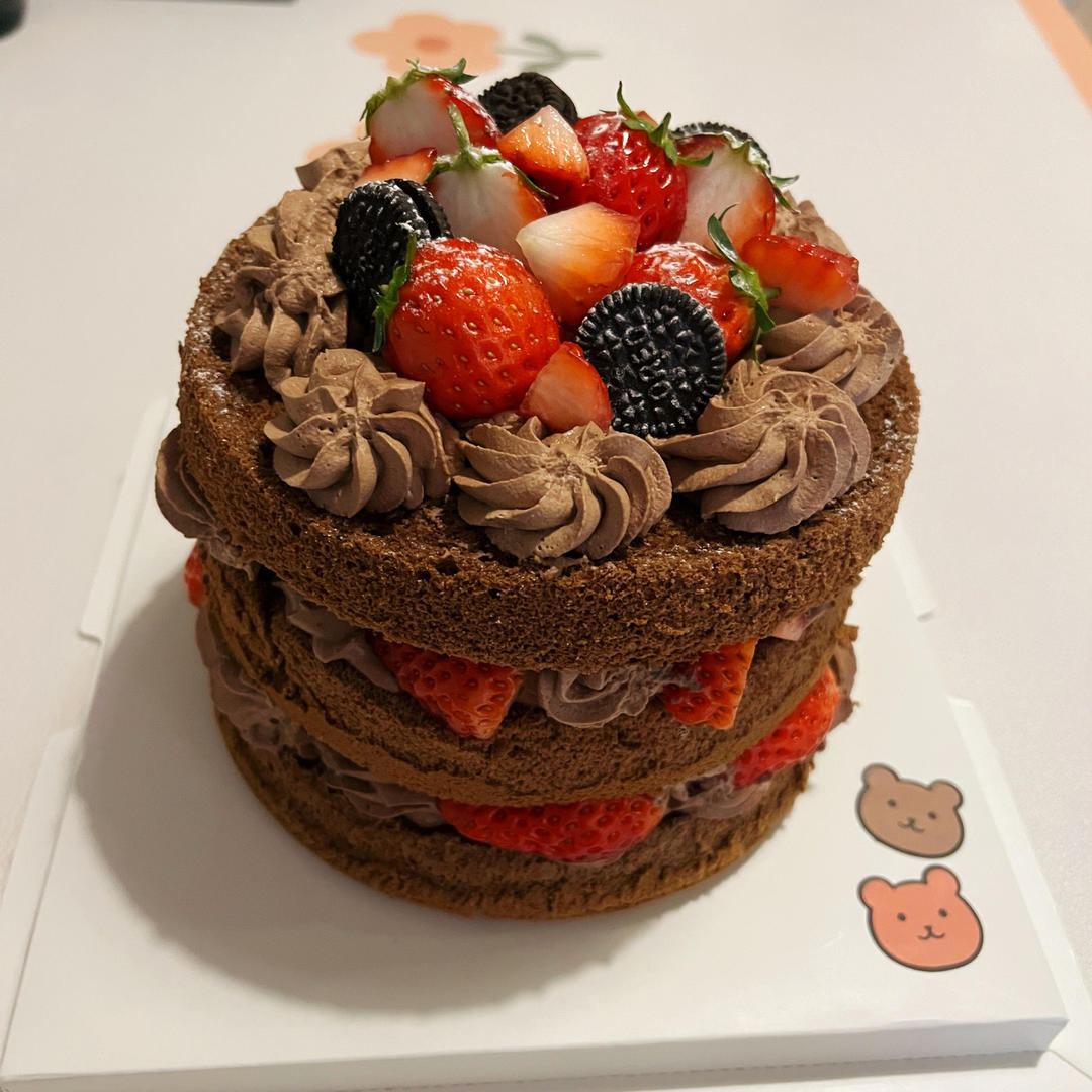 超详细 奶油巧克力生日裸蛋糕