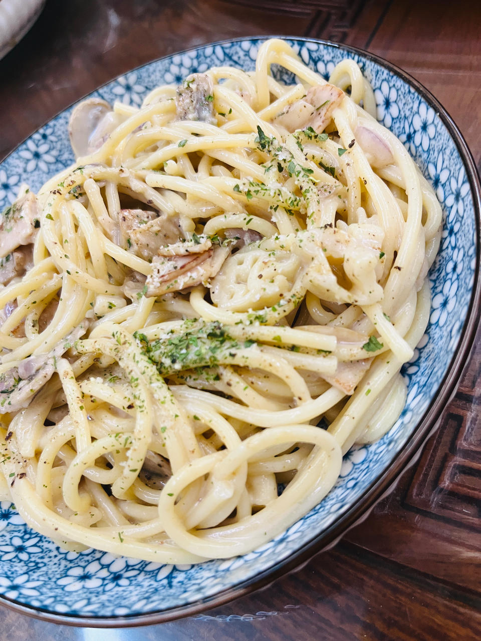 奶油蘑菇培根意大利面