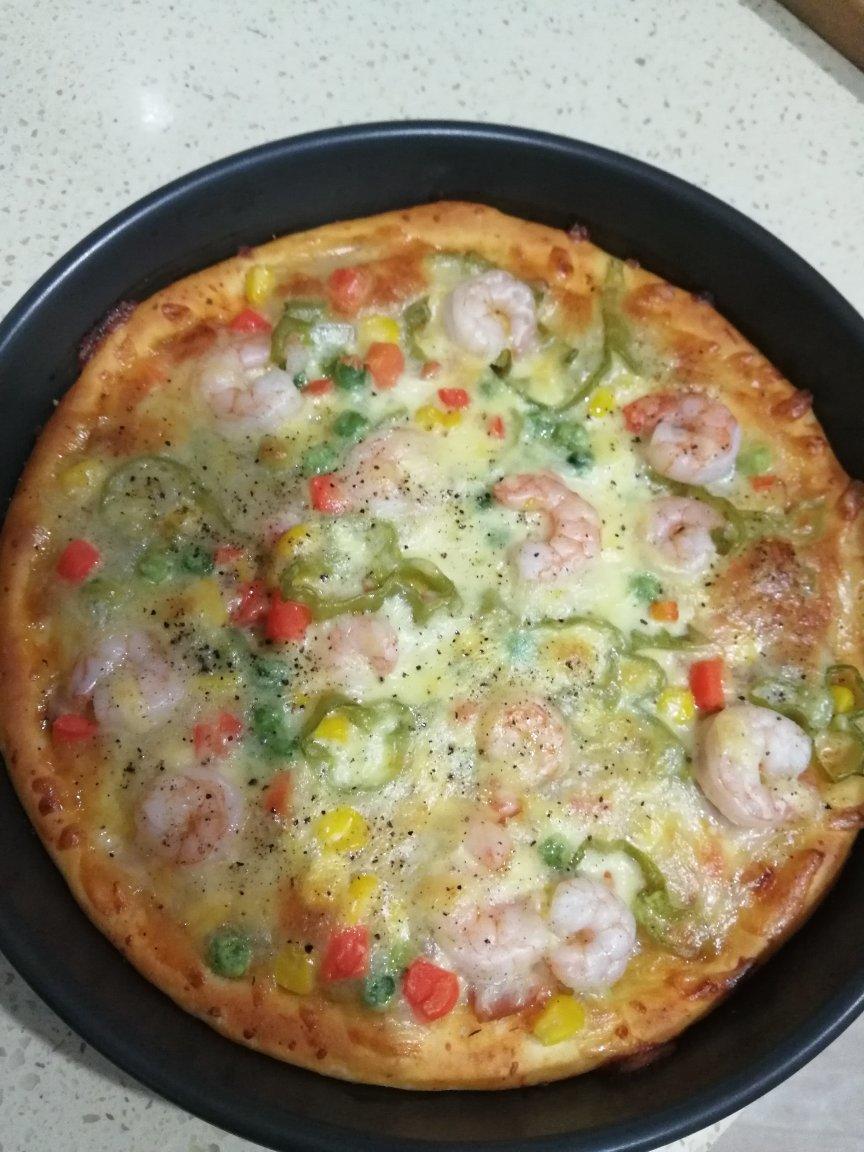 培根鲜虾披萨