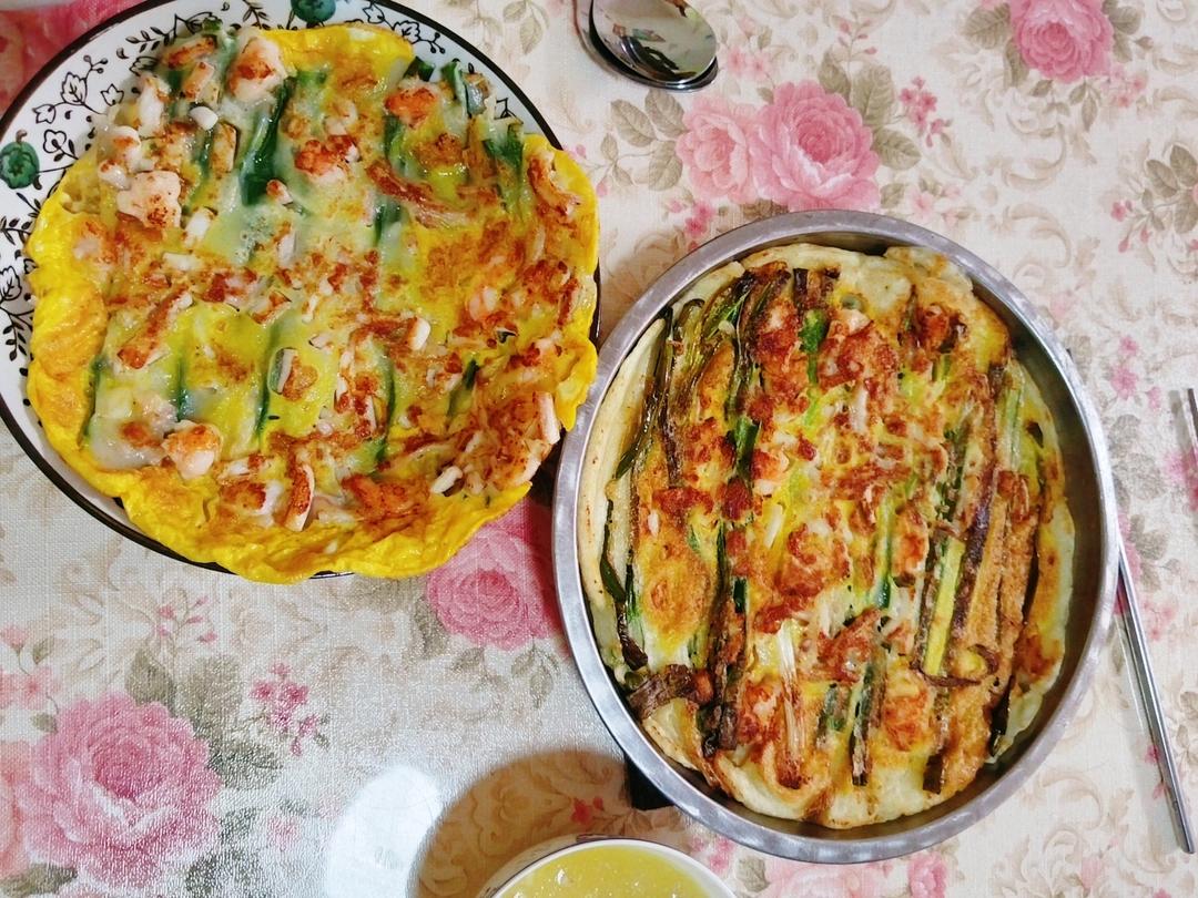 非常酥脆的韩式海鲜葱饼（附简易版面糊）