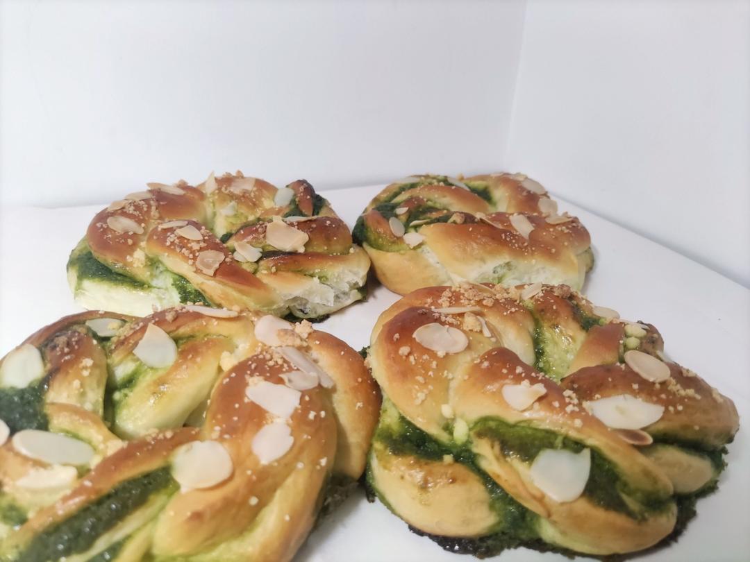 抹茶奶酥花环面包🌸层层叠叠软香绵密