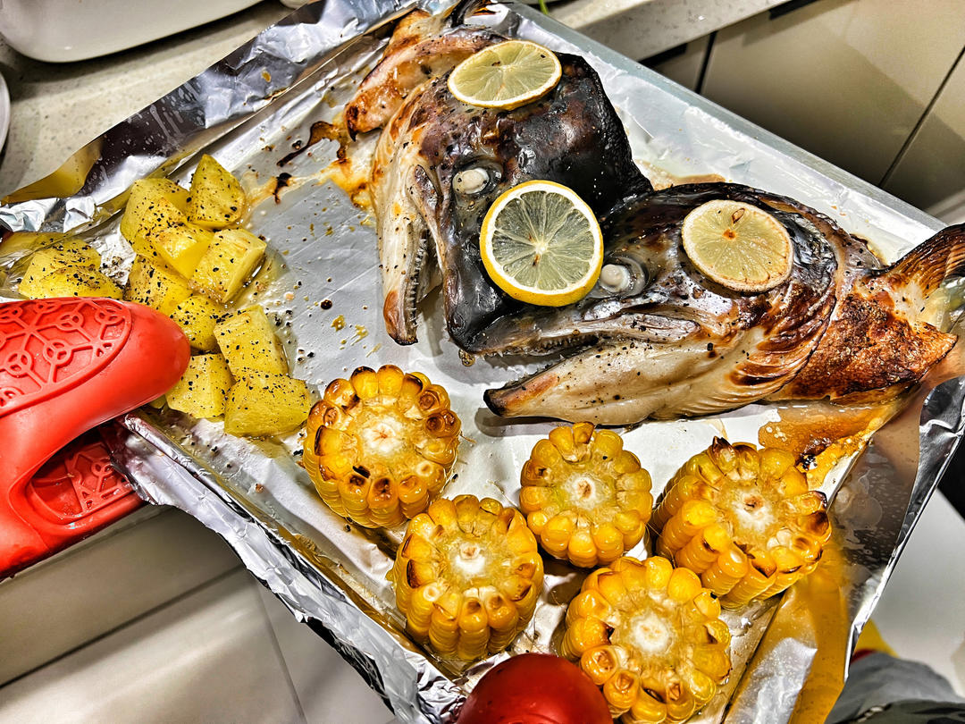 大和风味之盐烤三文鱼头