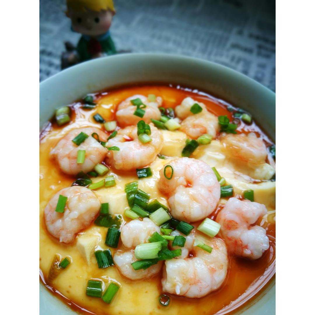 虾仁豆腐蒸水蛋
