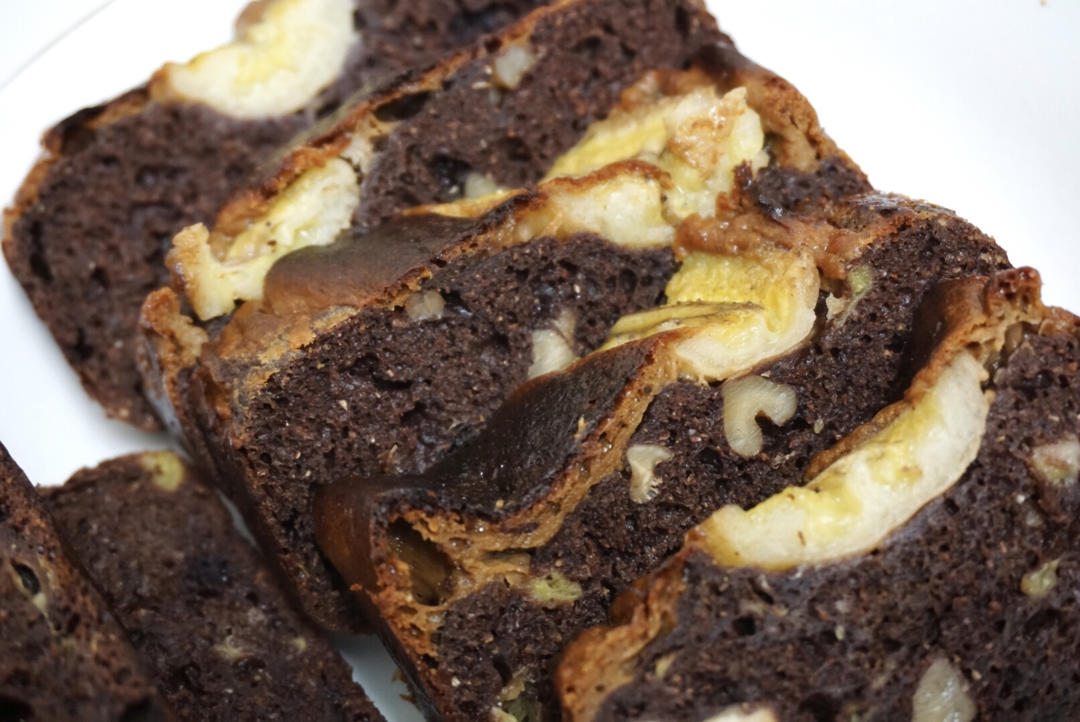 全麦可可香蕉花生酱磅蛋糕（快手面包）｜#Healthymeals# 减脂必撸09