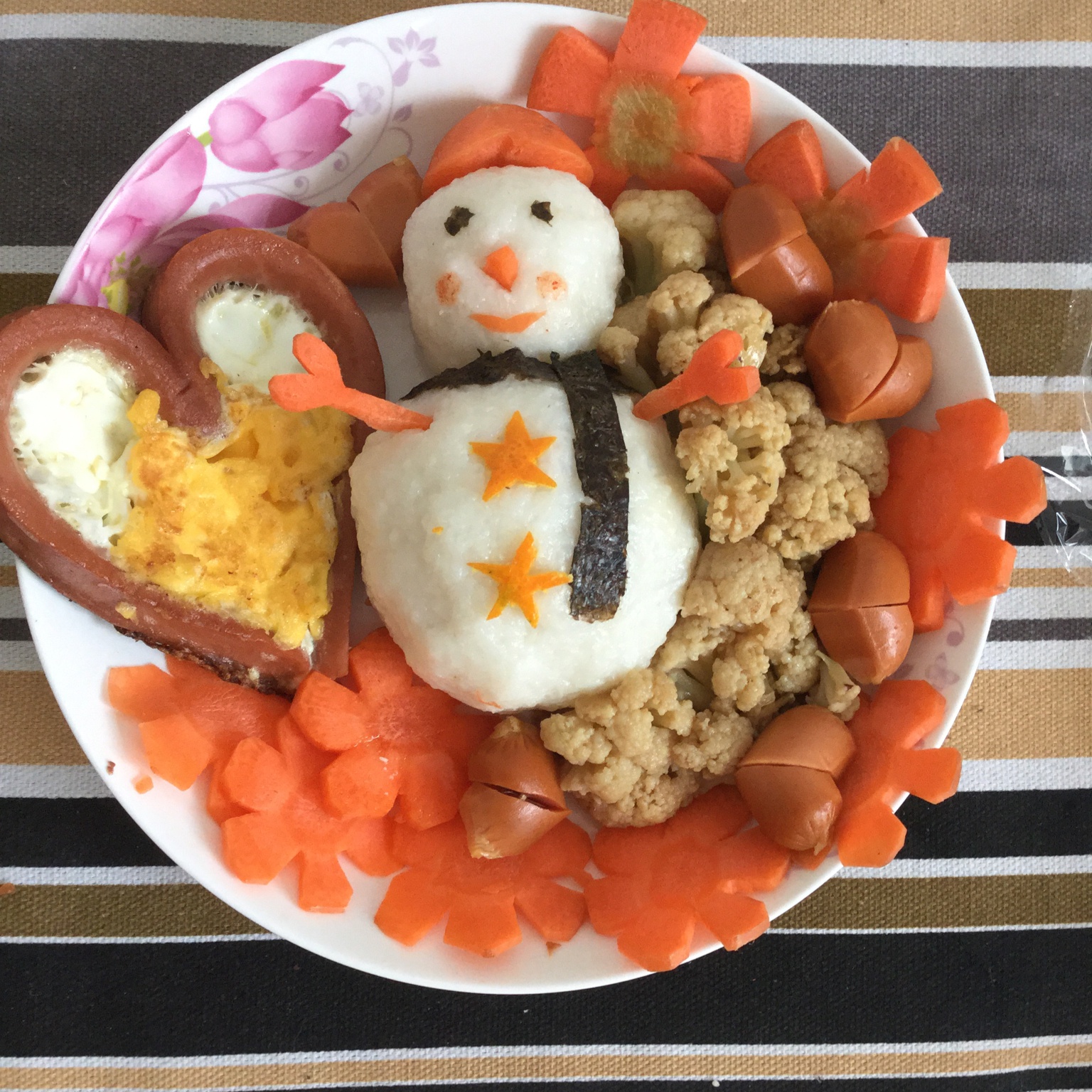 圣诞雪人饭团便当