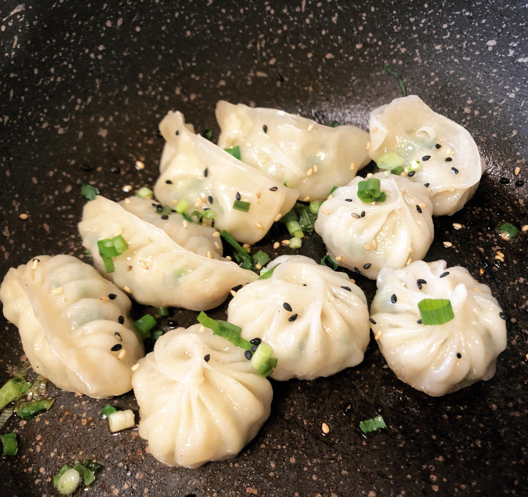 好吃又快手的薄皮素生煎（饺子皮版)