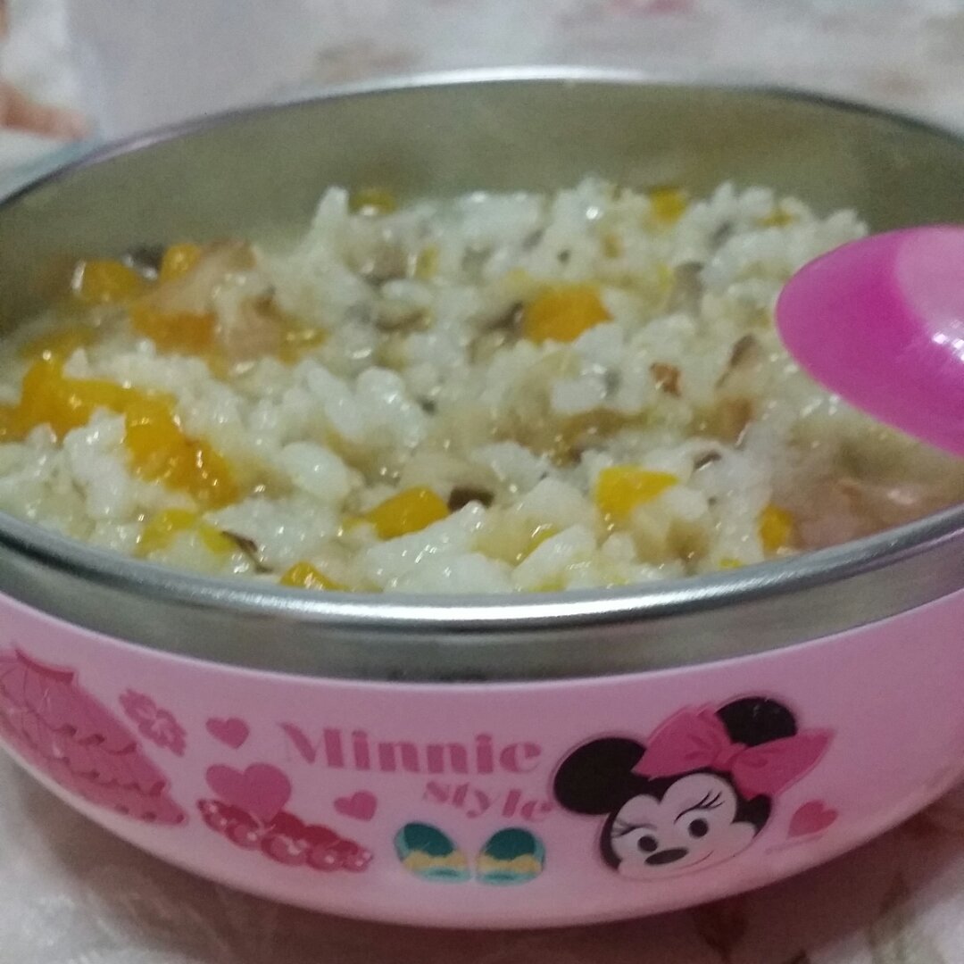 【8-10个月宝宝辅食】香菇鳕鱼南瓜焖饭