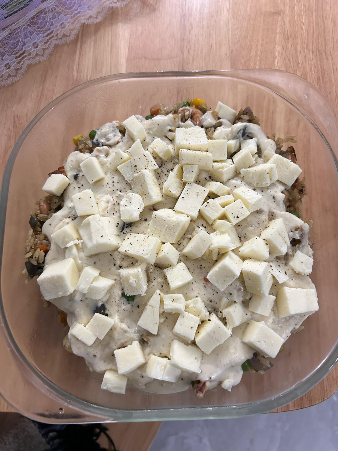 海鲜焗饭 Seafood Fried Rice with Cheesy Topping