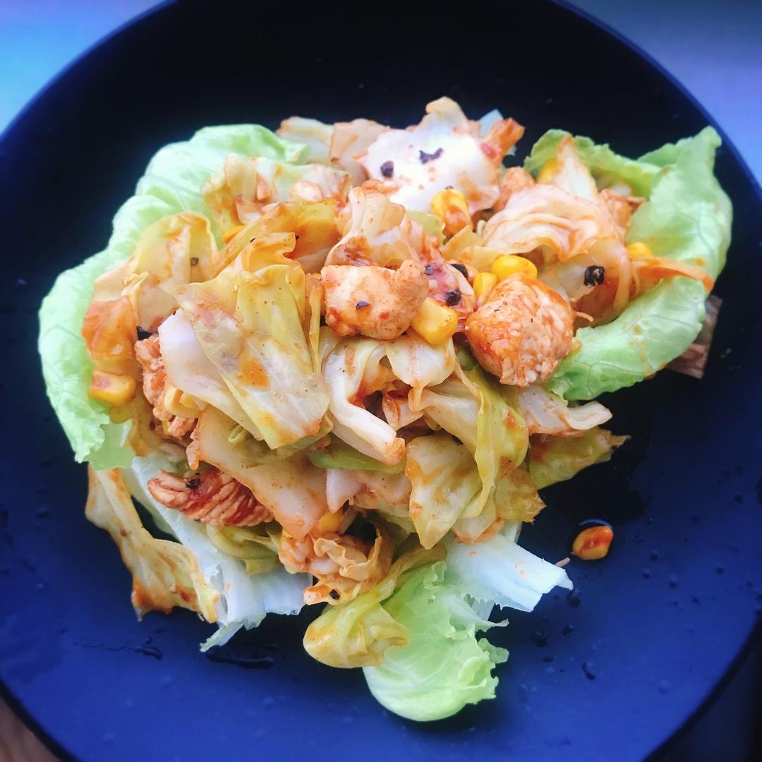 菜包单锅辣白菜玉米鸡肉饭【健康一锅端】