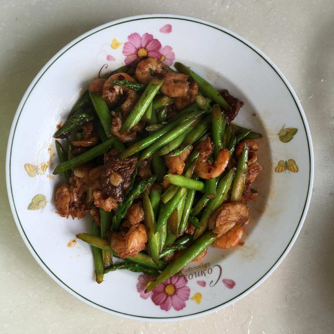清炒芦笋虾仁