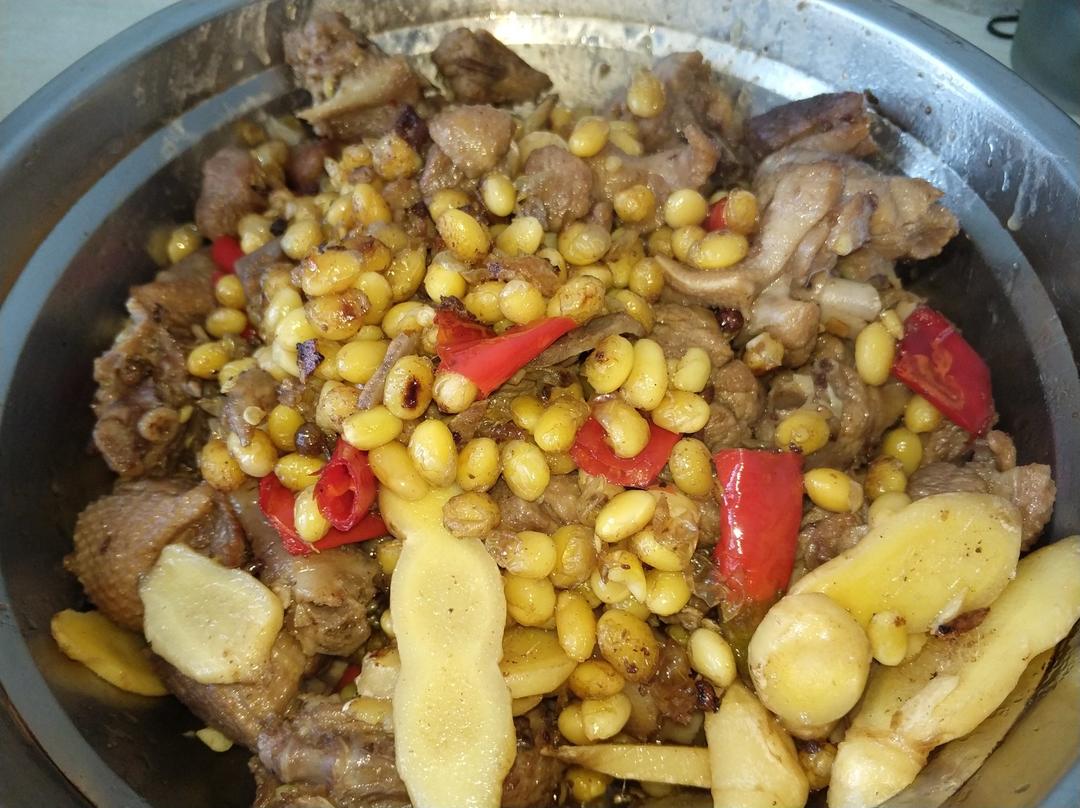 黄豆烧鸭子