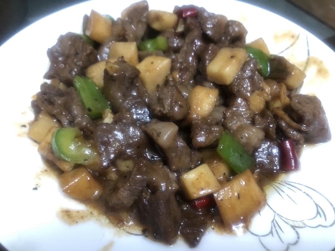 家常菜~杏鲍菇烧牛肉粒