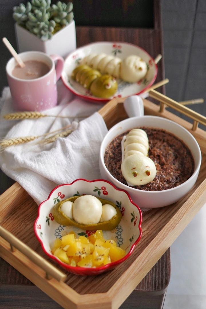 萌萌哒毛毛虫馒头，内里有料哦