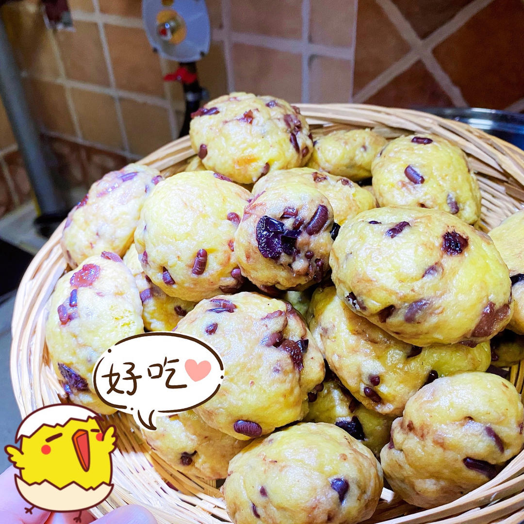 玉米面红豆馒头