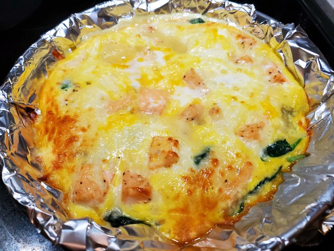 超快手三文鱼菠菜烘蛋（生酮）