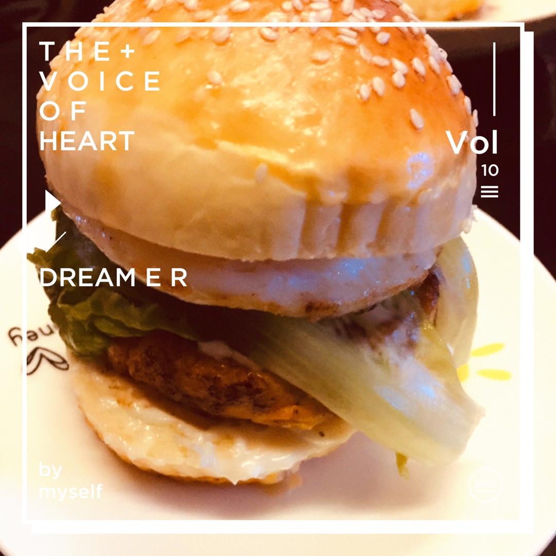 吃货帮耶做的煎蛋鸡胸肉汉堡包