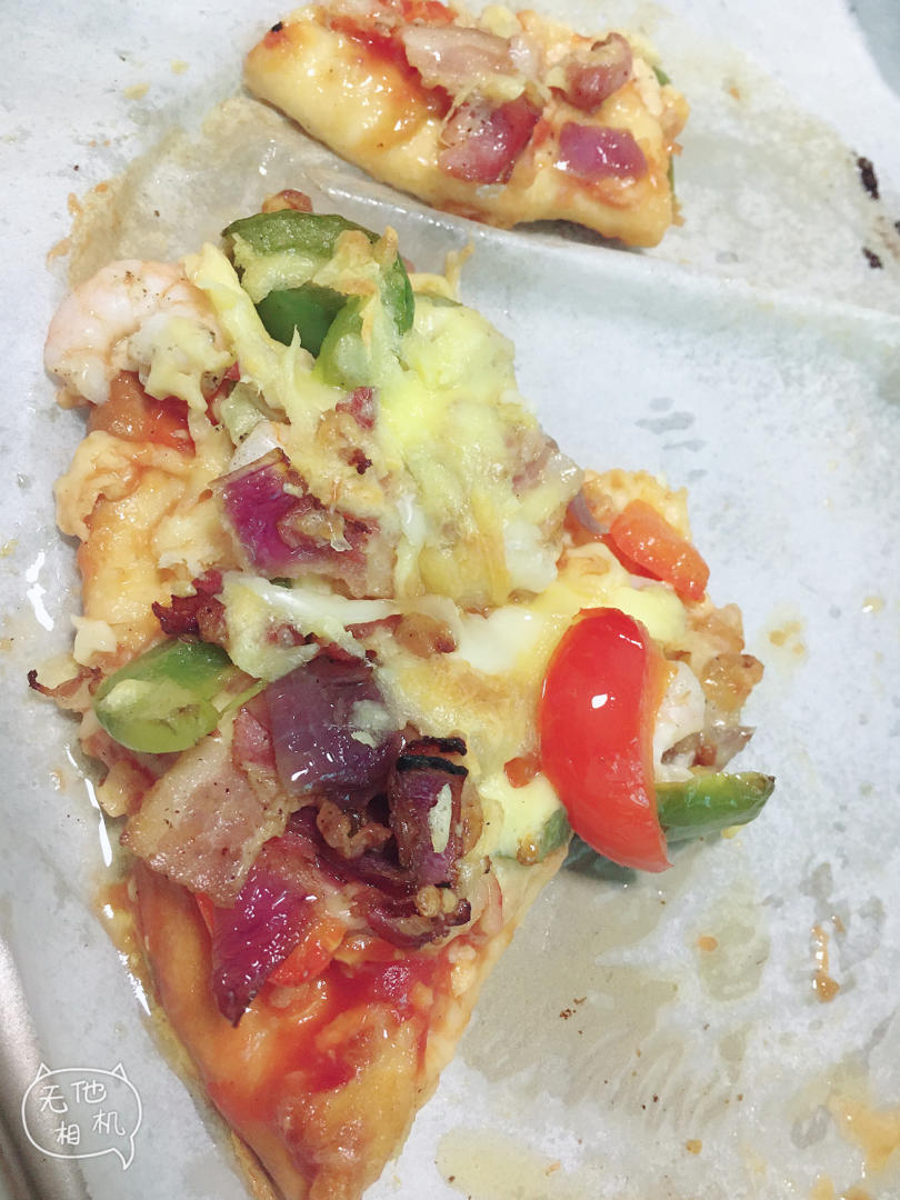 鲜虾🍤培根披萨🍕“内附敲好吃的饼皮做法”