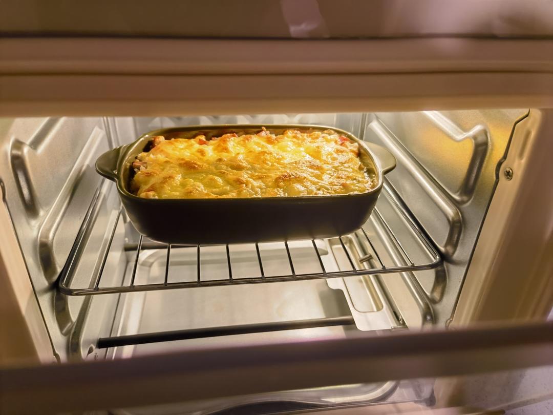 奶油蘑菇培根焗饭