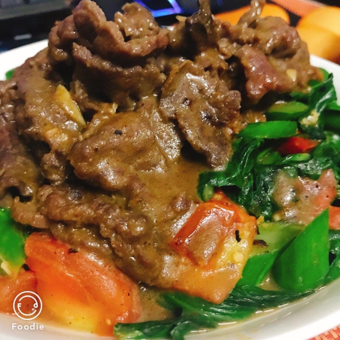 沙茶牛肉炒芥兰