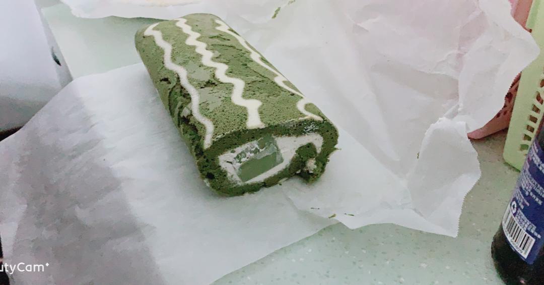抹茶波点（条纹）蛋糕卷