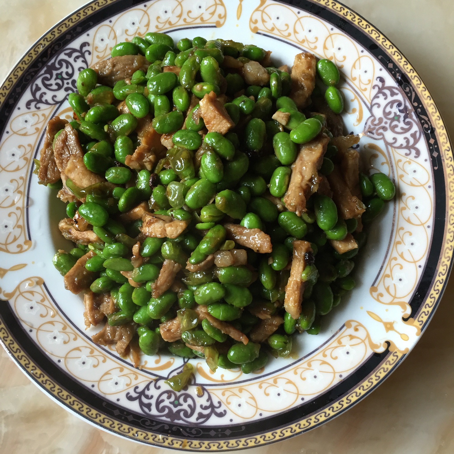 毛豆炒肉丁