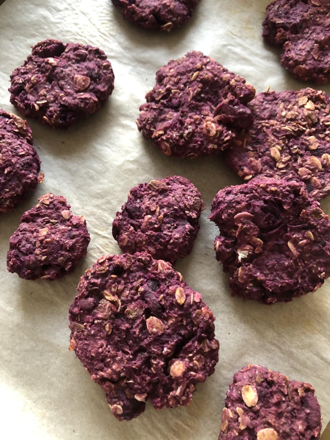 紫薯燕麦奇亚籽减脂小饼干的做法