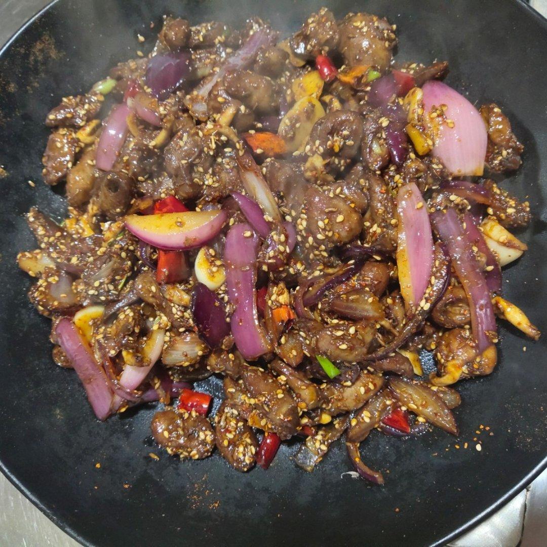爆炒孜然鸡心