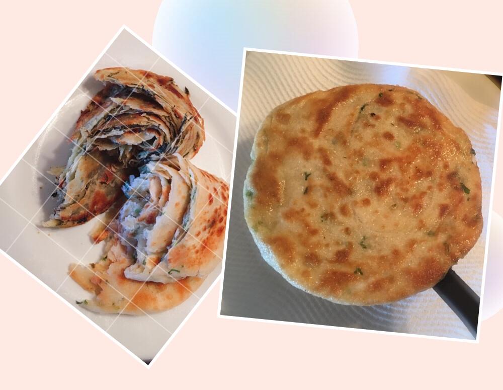没有葱花的烙饼🤔来尝尝香菜 、橄榄菜 - 烙饼😋